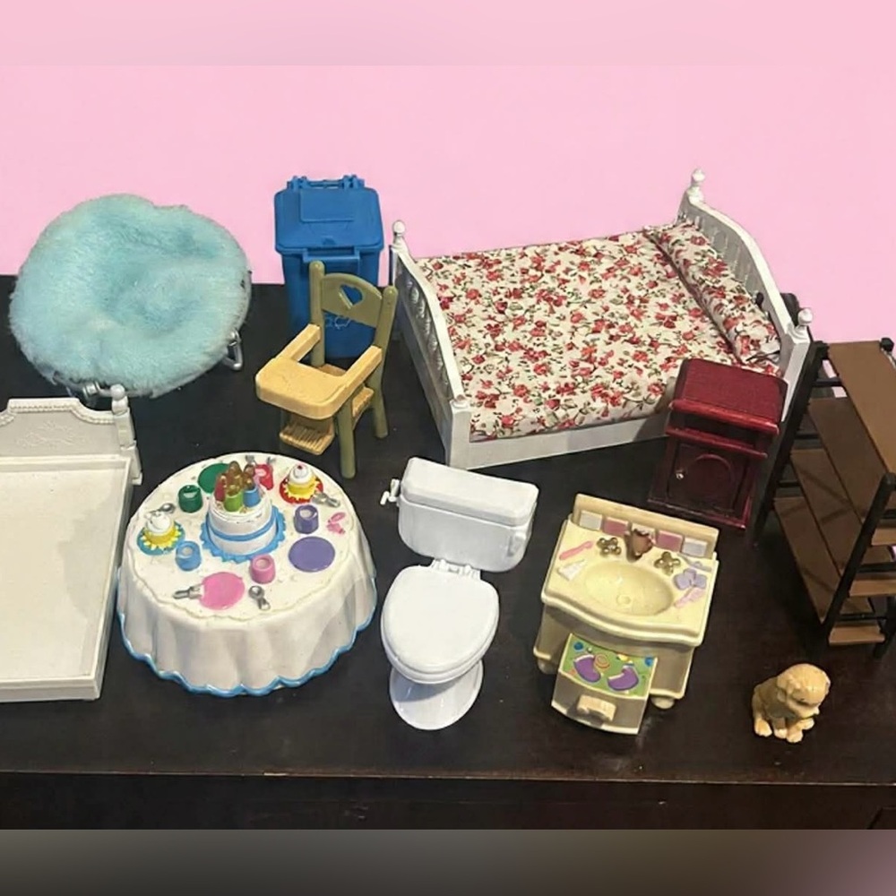 Loving family Dollhouse 1:12 scale doll Furniture Set musical FP birthday table